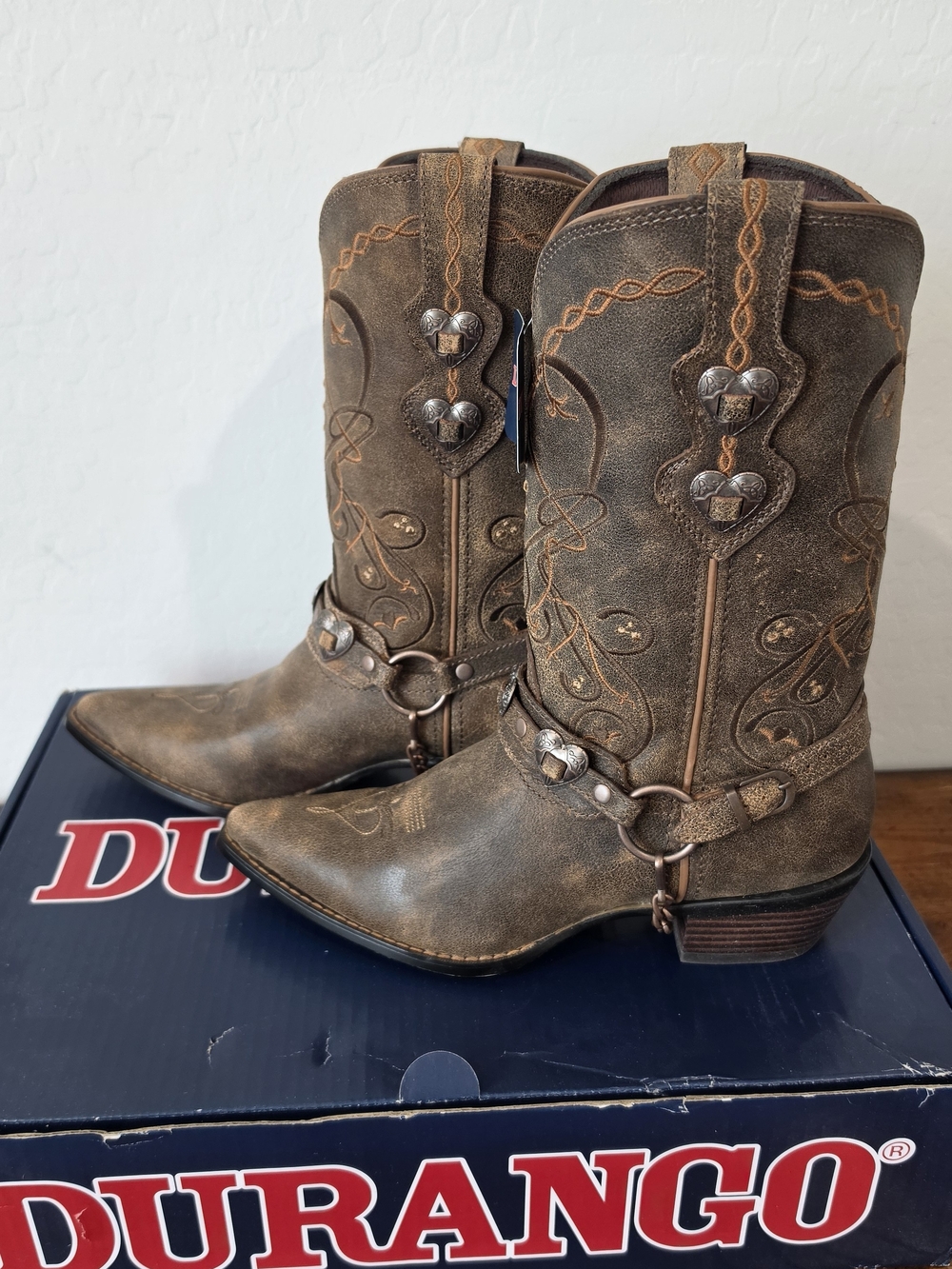 Durango Women's Leather Brown Embellished Western Boots Size 9 NIB